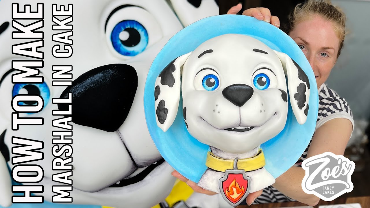 How to make Marshall from Paw Patrol as a 3D dog cake
