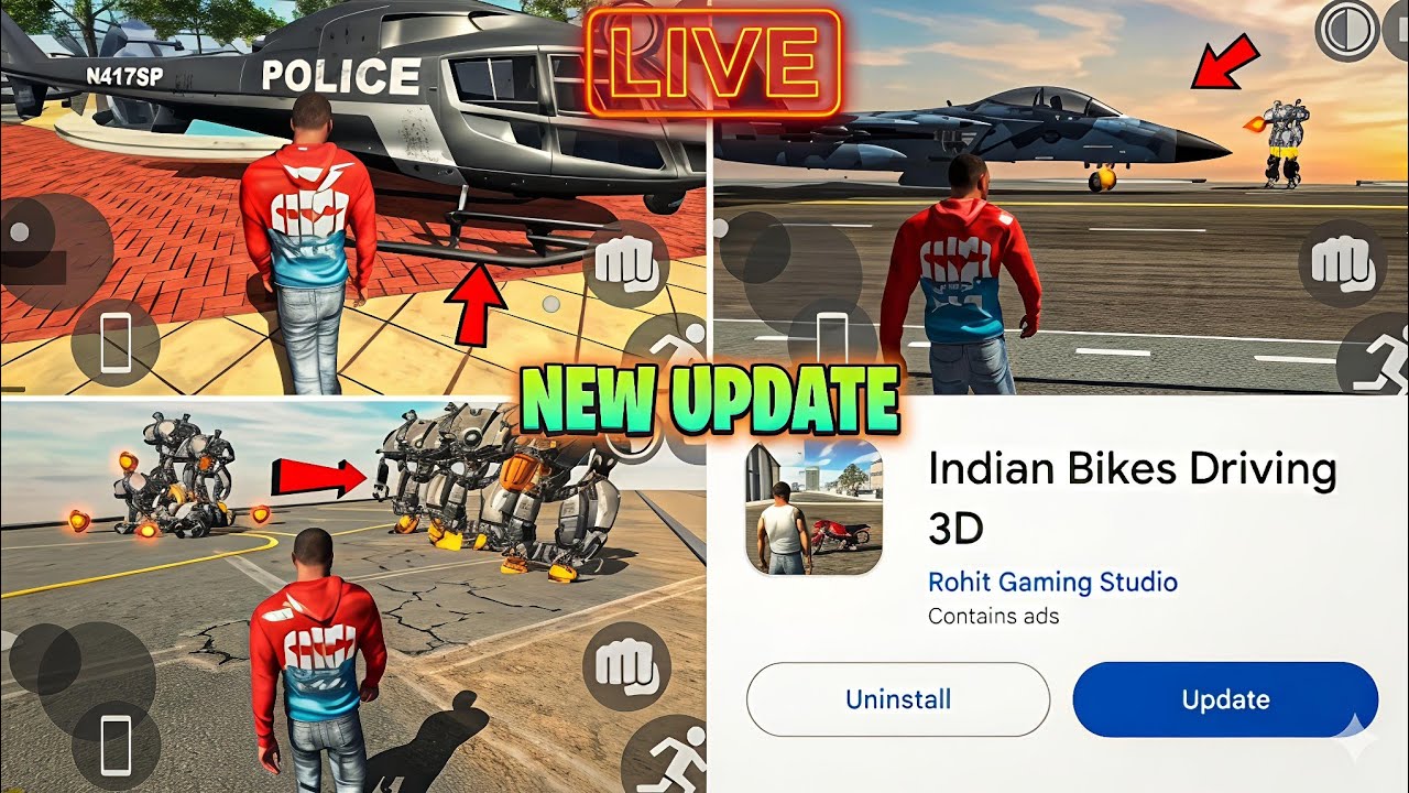 New Halicoptar And New City Update latest 😮🔥 | Indian bike driving 3D | All new cheat codes Live