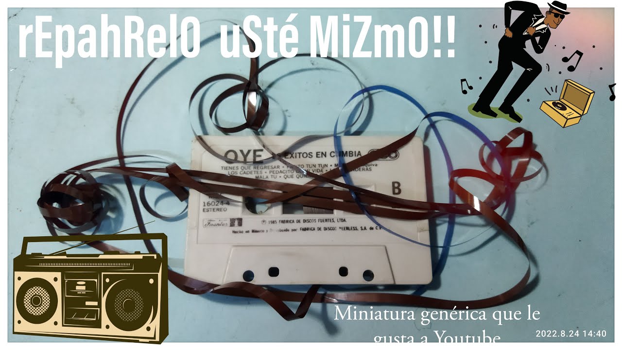 Tutorial de cómo arreglar un cassette paso a paso | Cinta rota, sonido opaco, mugre y sin tornillos!