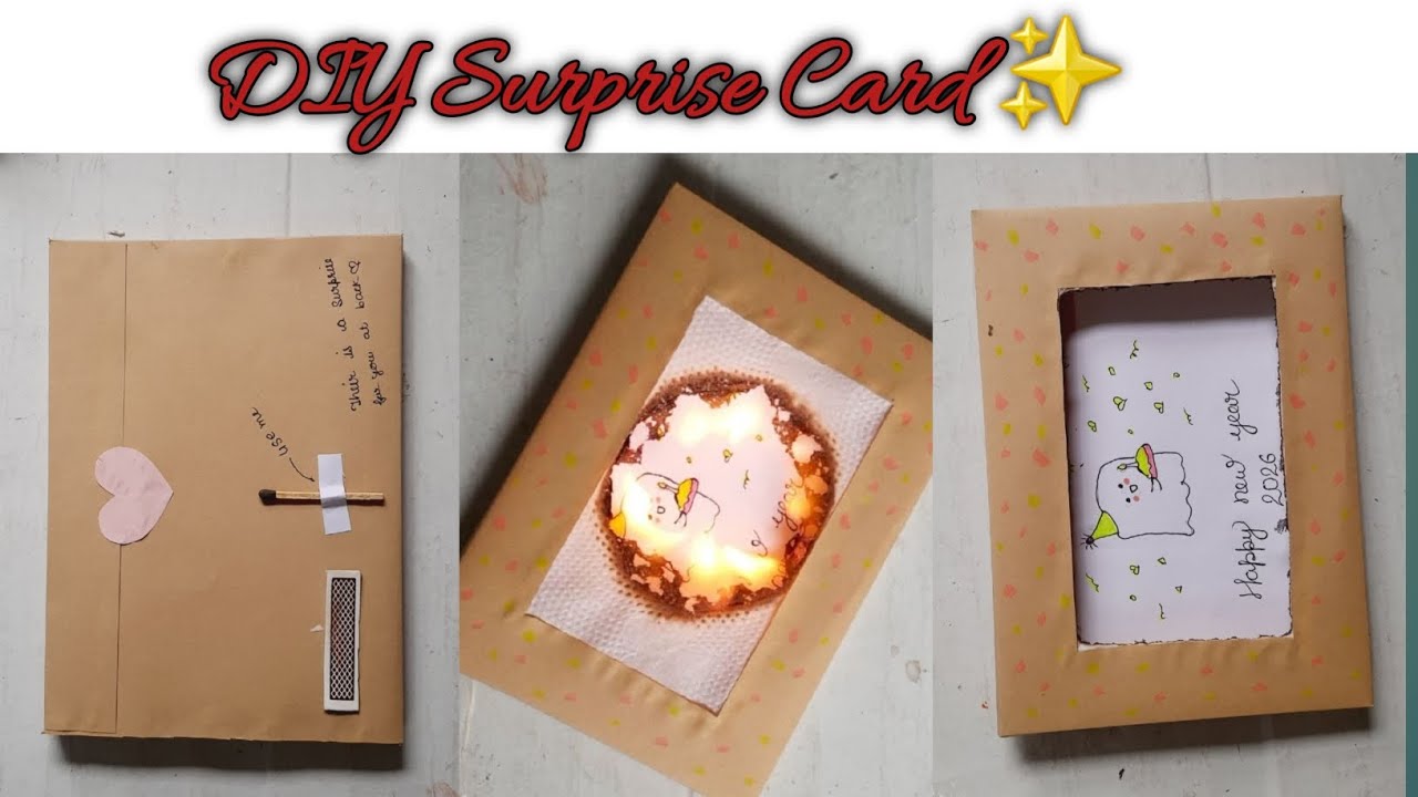 DIY surprise 😮 card for Happy New year 2026| Burning card | Fire card | Unique cards for birthday 🎂