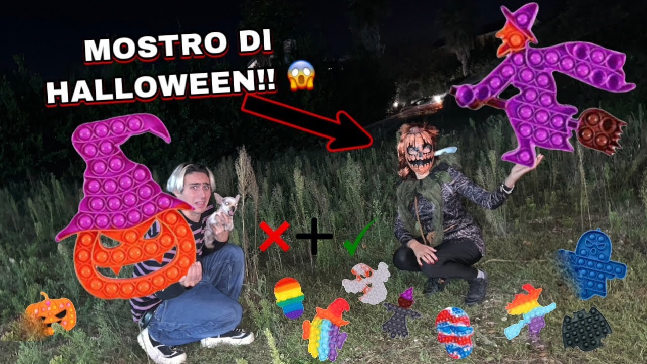 IL NOSTRO CAGNOLINO SCAMBIA POP-IT RARI CON UN MOSTRO DI HALLOWEEN DI NOTTE!! *che paura*