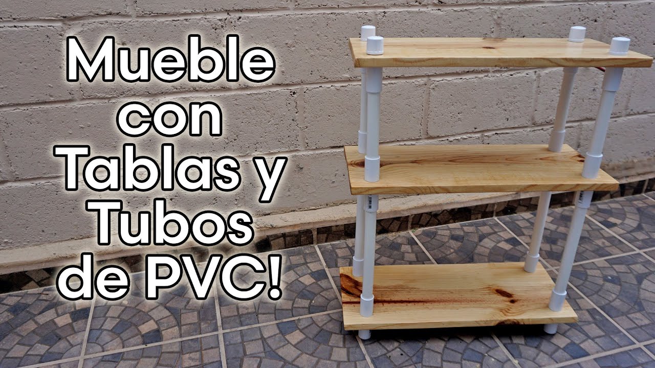 Como Hacer un MUEBLE CON ESTANTES CON TABLAS Y TUBOS DE PVC SIN TORNILLOS O PEGAMENTO