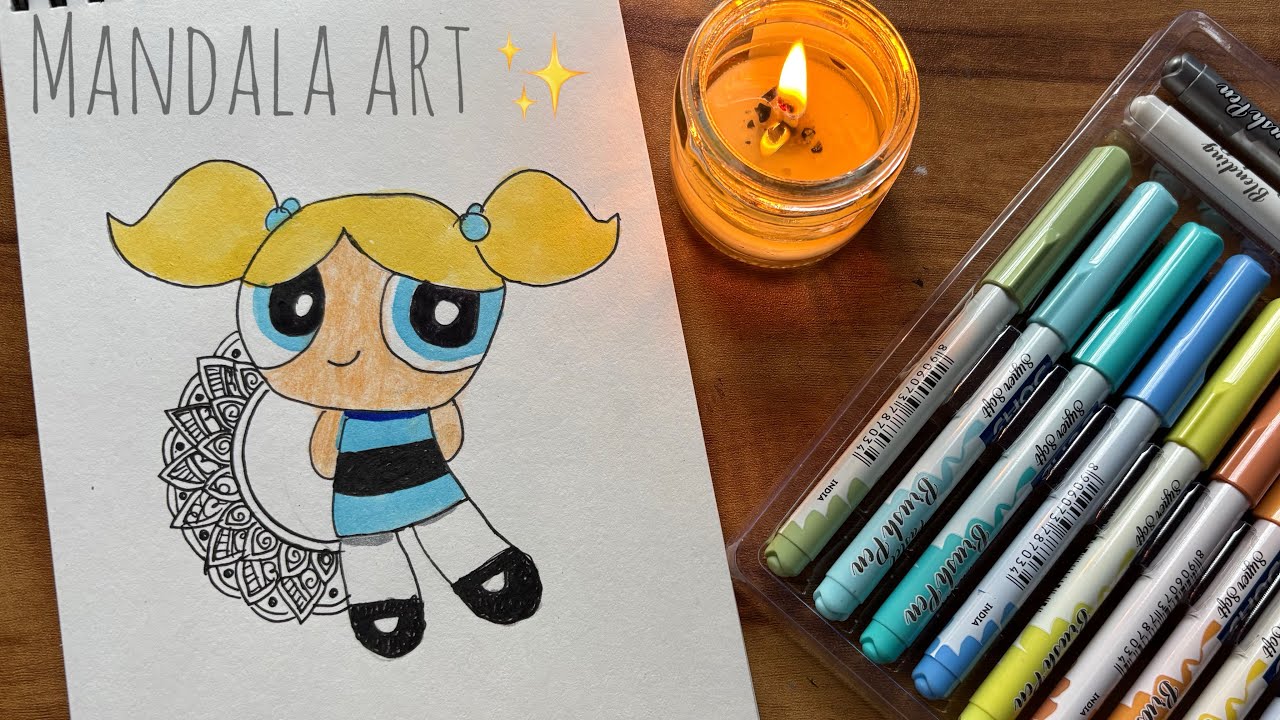 🎨 Mandala Drawing with Rain Sounds & Piano Music | Soothing ASMR | #trending #powerpuff 