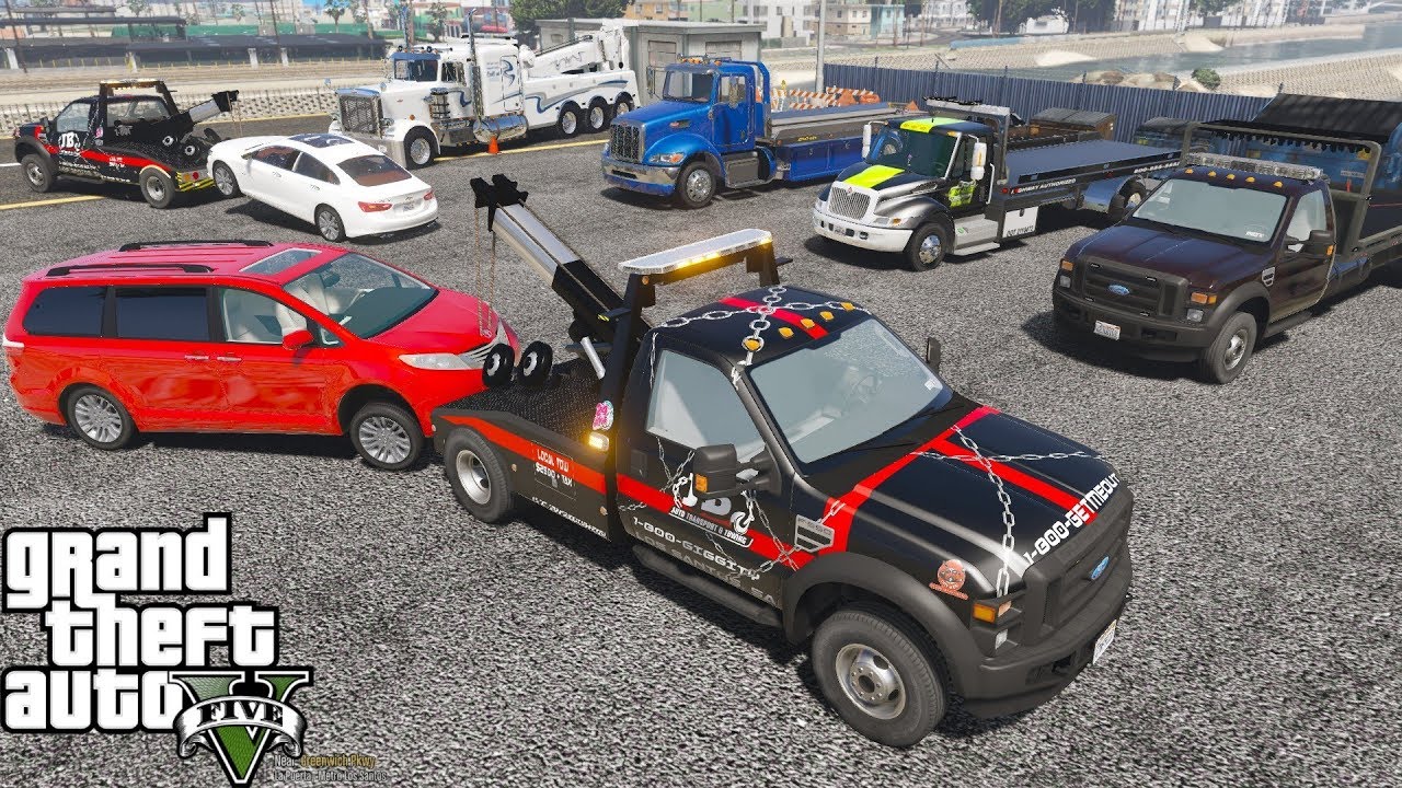 GTA 5 Real Life Mod #142: Переделка Chevy Malibu и Toyota Sienna с помощью эвакуатора Ford F-550
