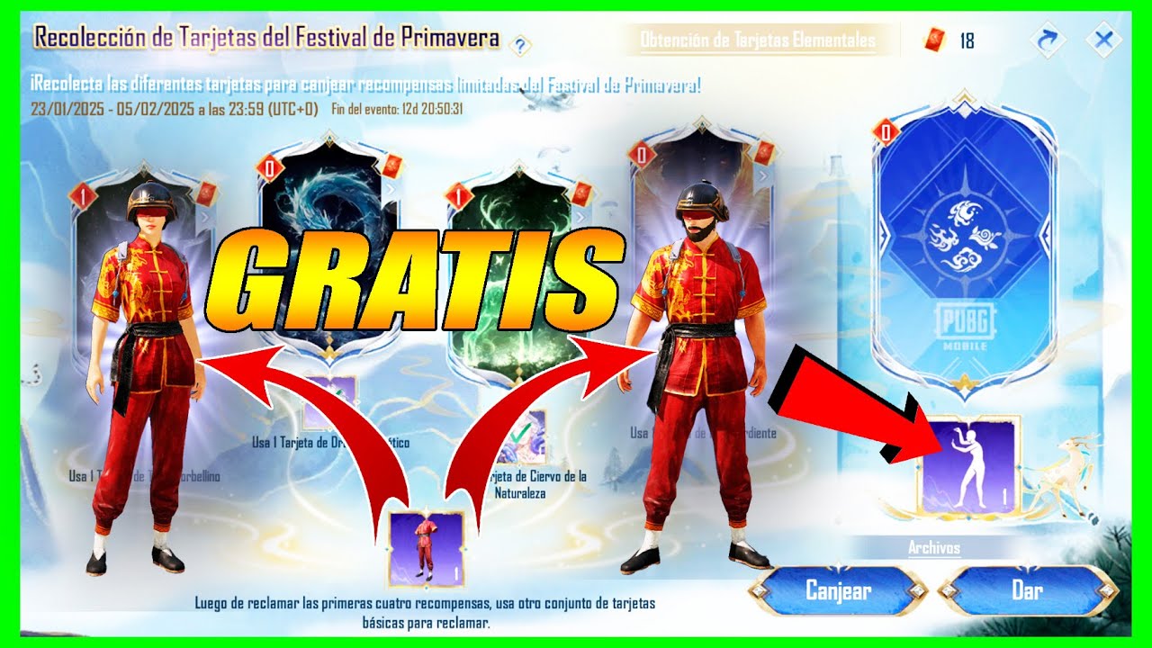Como conseguir el Conjunto de Luchador Dragon Rojo PUBG MOBILE -Recolección de tarjetas del festival