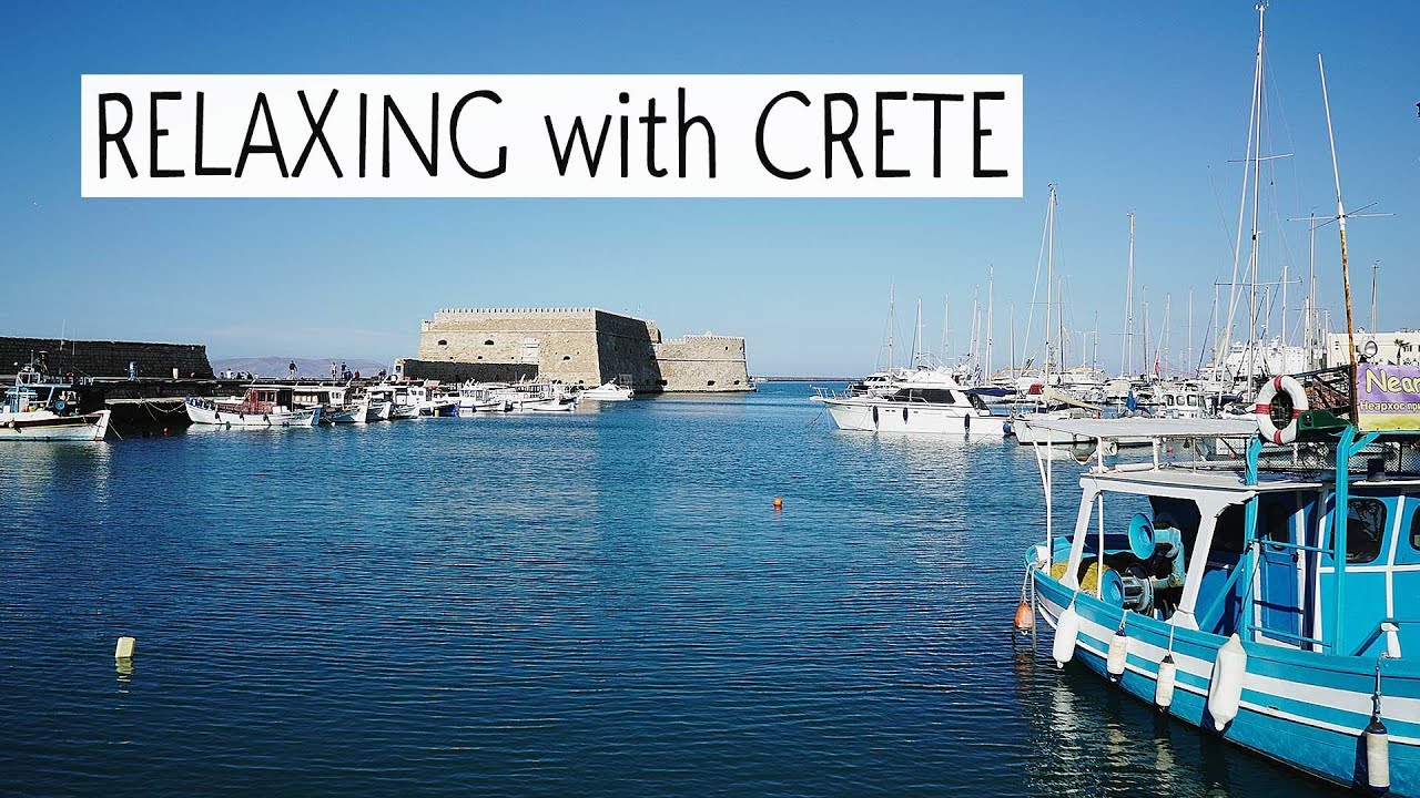 RELAXING with CRETE / Beautiful View of Heraklion Harbor, Blue Sky, Nature & Wave Sounds in Greece.