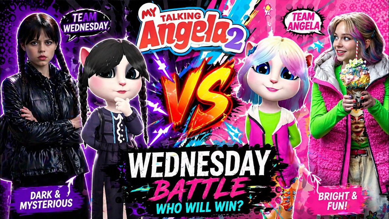 Wednesday vs Enid: The Ultimate DARK vs BRIGHT Makeover in My Talking Angela 2! 🖤🌈