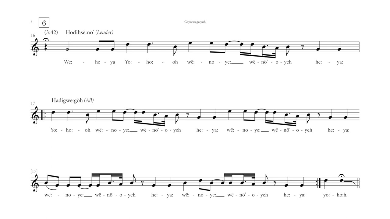 Gayó:waga:yöh (Seneca Old Moccasin Dance): Transcription