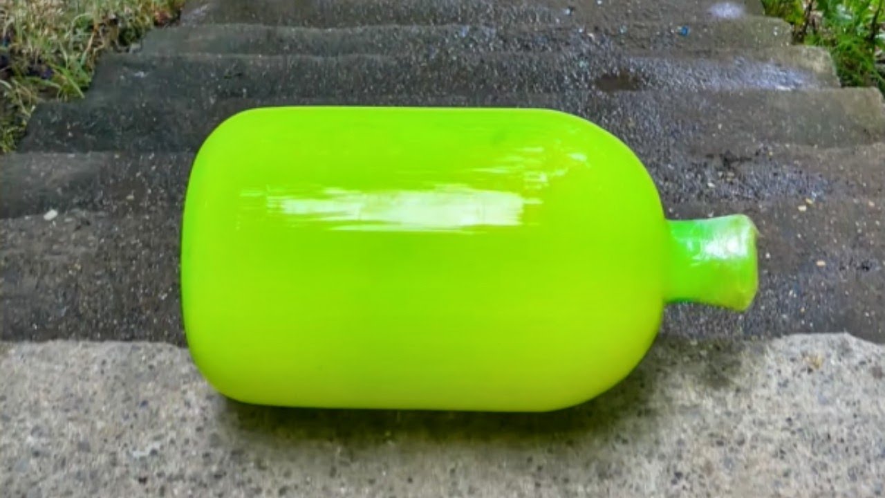 Breaking green glass bottles ⚠️🔥 Crushing Crunchy & Soft Things !
