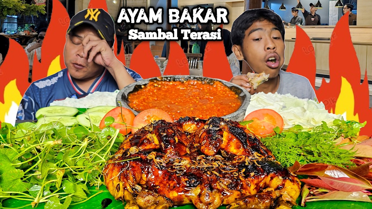 LOBA HARIM ! MUKBANG AYAM BAKAR UTUH SAMBAL TERASI + ANEKA LALAPAN MENTAH, NIKMAT BEBELEDAGAN