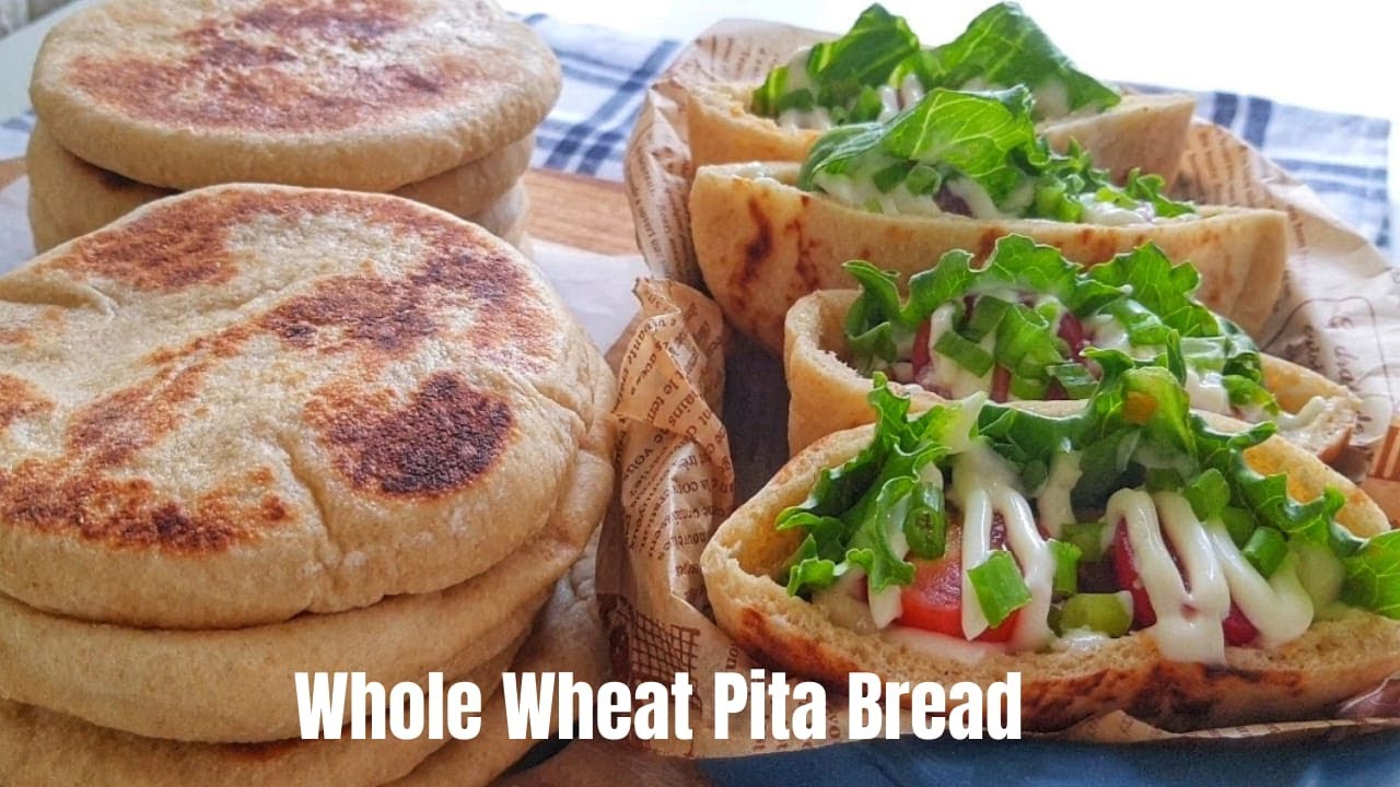 Roti Pita Gandum Penuh Yang Lembut | Soft Whole Wheat Pita Bread