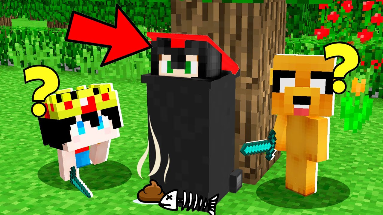 Me ESCONDO dentro de un CUBO DE BASURA 😂 EL ESCONDITE MÁS GUARRO 💩😂 Minecraft