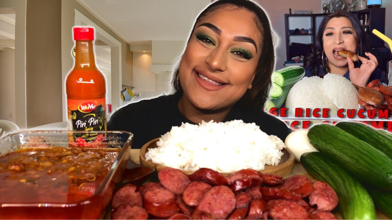 SAUSAGE RICE AND CUCUMBER MUKBANG | COLLAB w/ @BITTERSWEETROSE | WHAT HAPPENED TO MY SOFTBOX LIGHTS?
