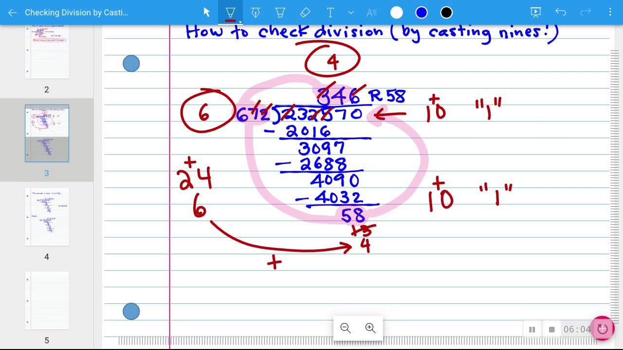 Checking Division by Casting Nines