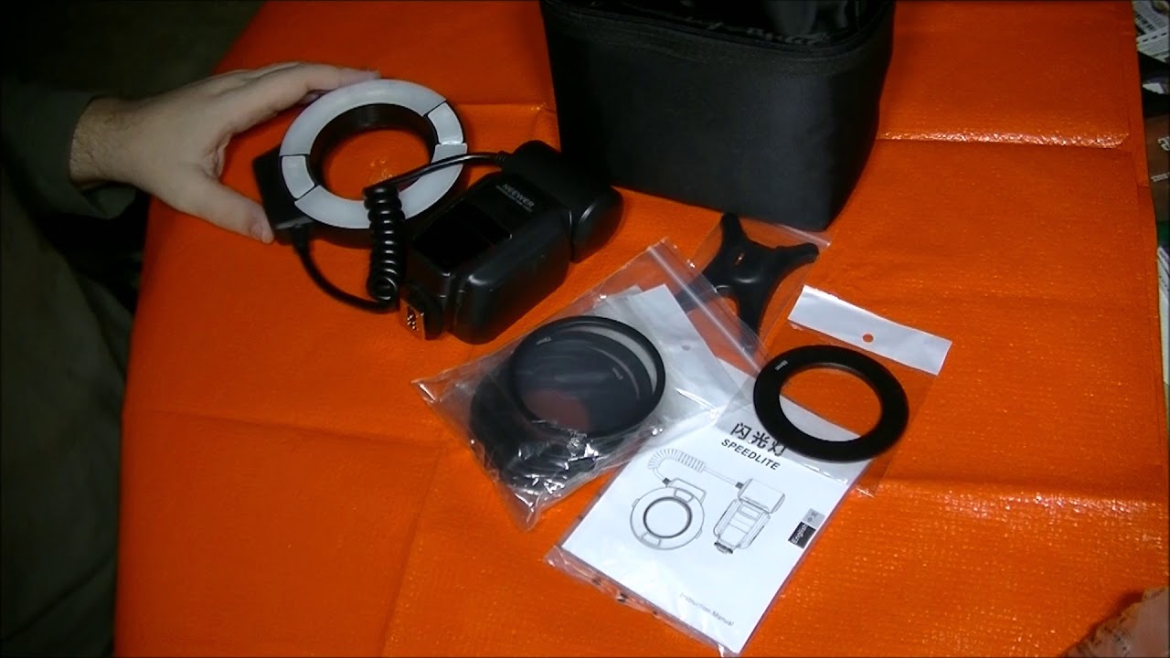 UNBOXING Neewer NW-15EX Macro TTL Ring Flash Light with AF Assist Lamp