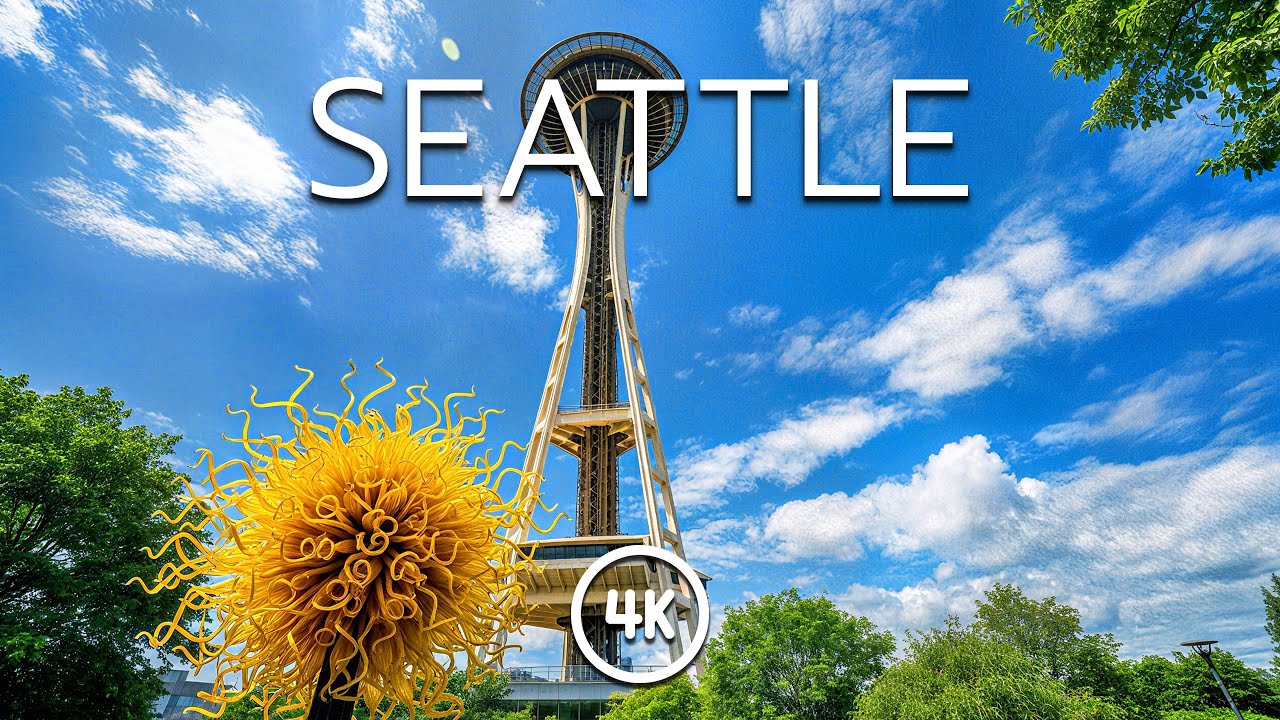 SEATTLE 4K – Flying Over the Emerald City with Relaxing Piano Music