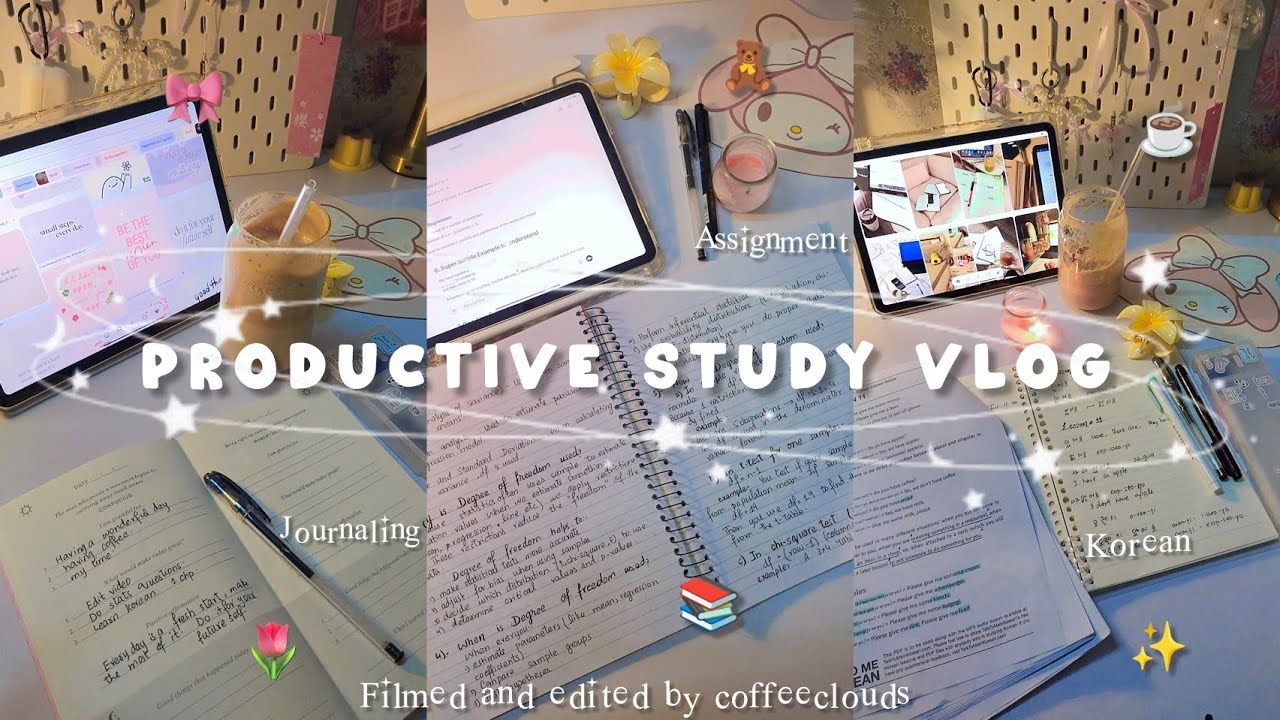 5 AM PRODUCTIVE STUDY VLOG✨ Making coffee, morning journal, Korean study, assignment 📚