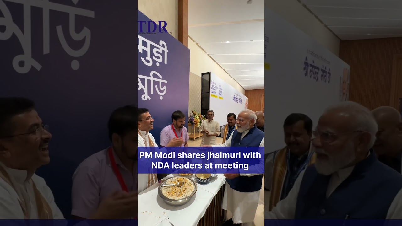 PM Modi shares jhalmuri with NDA leaders at meeting