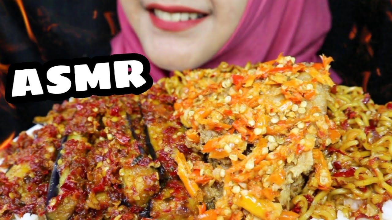 ASMR AYAM GEPREK, TERONG BALADO + MIE GORENG || ASMR INDONESIA || EATING SOUND