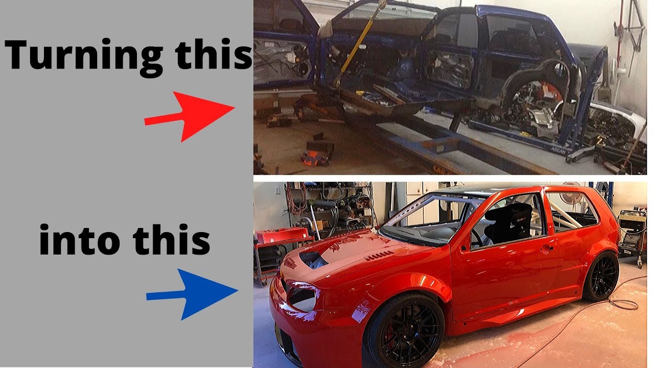 Turning two wrecked cars into one custom wide body VW R32