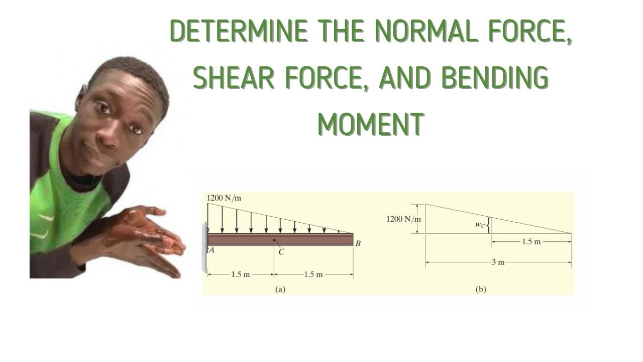 DETERMINE THE NORMAL FORCE, SHEAR FORCE, AND BENDING MOMENT