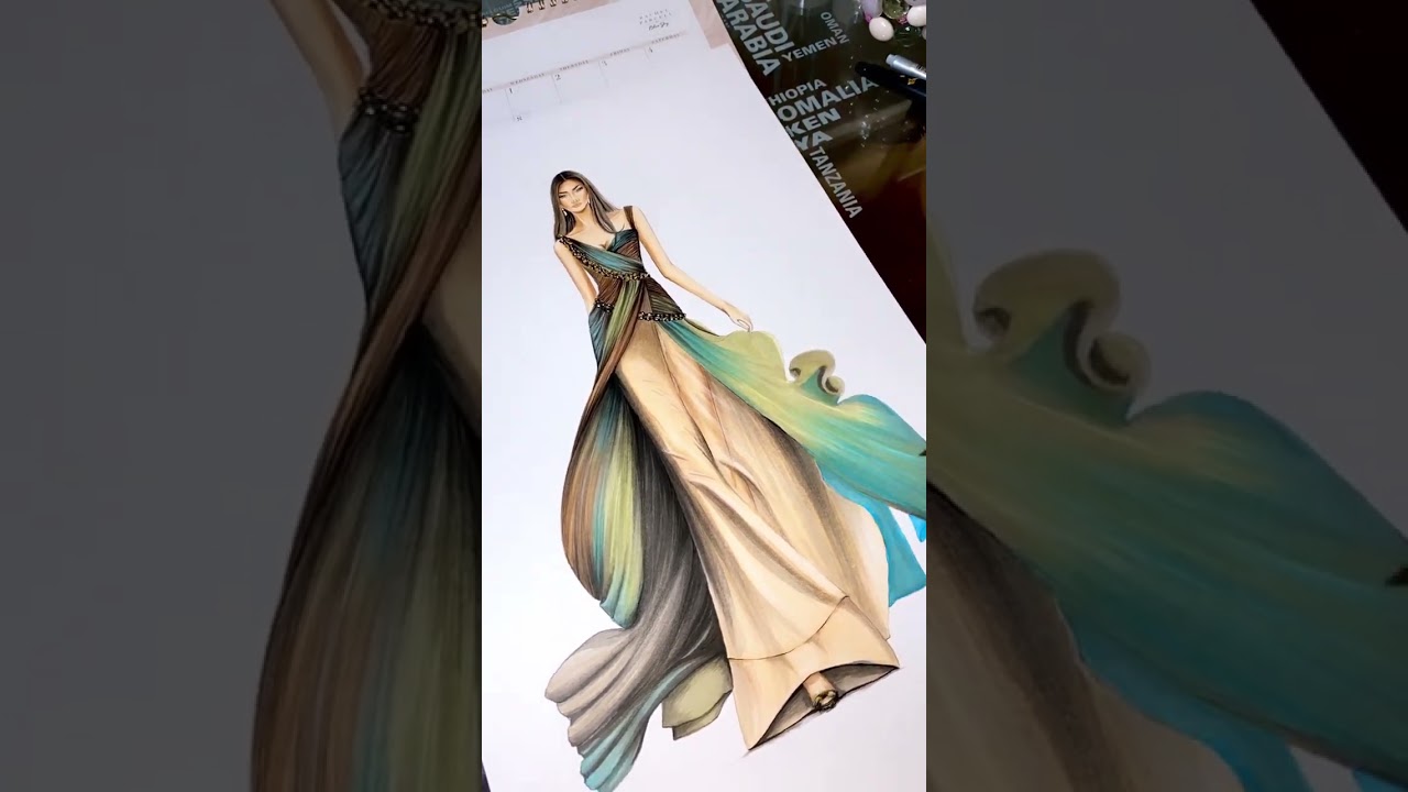 Fashion illustration using markers-blending process #art