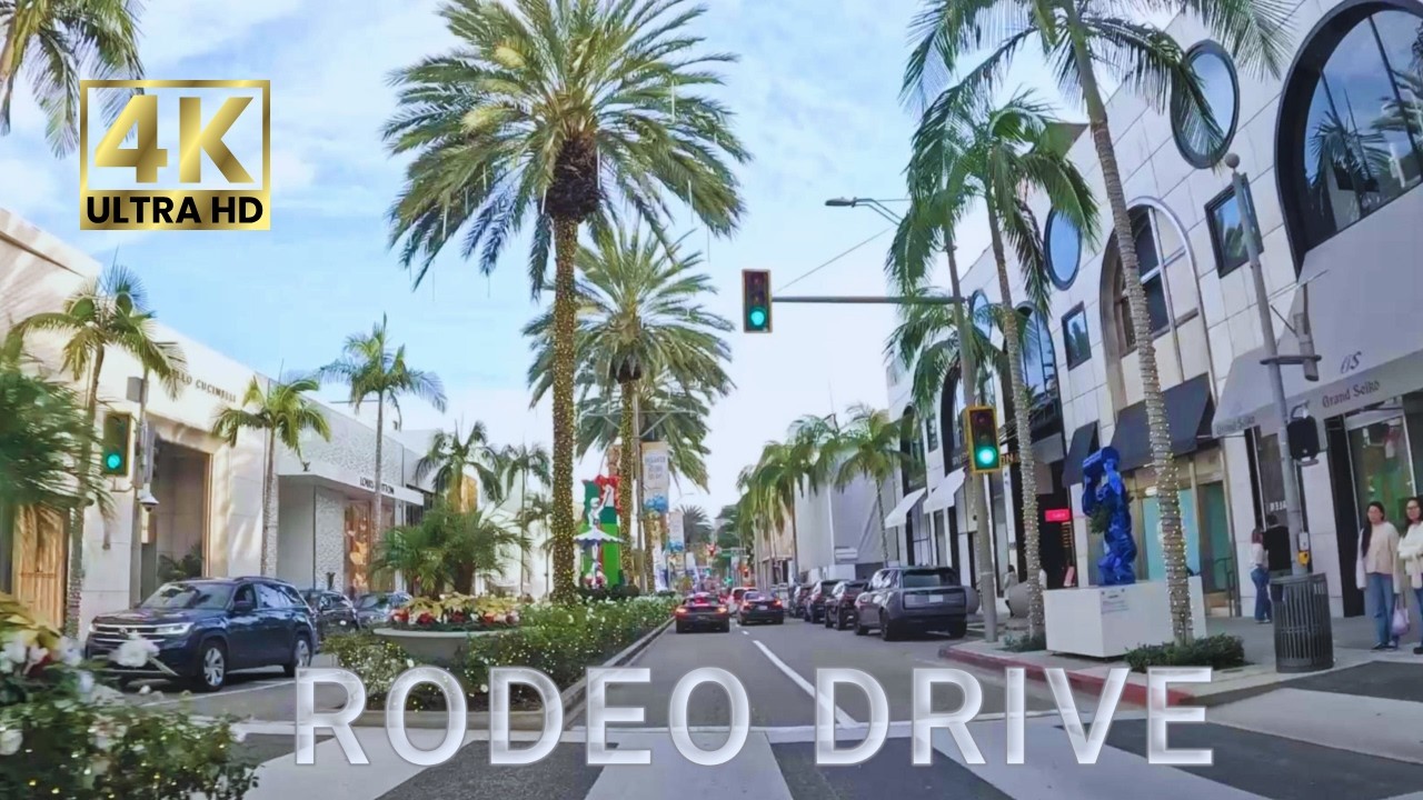 Scenic luxury Drive Down Iconic Rodeo Drive- Beverly Hills California