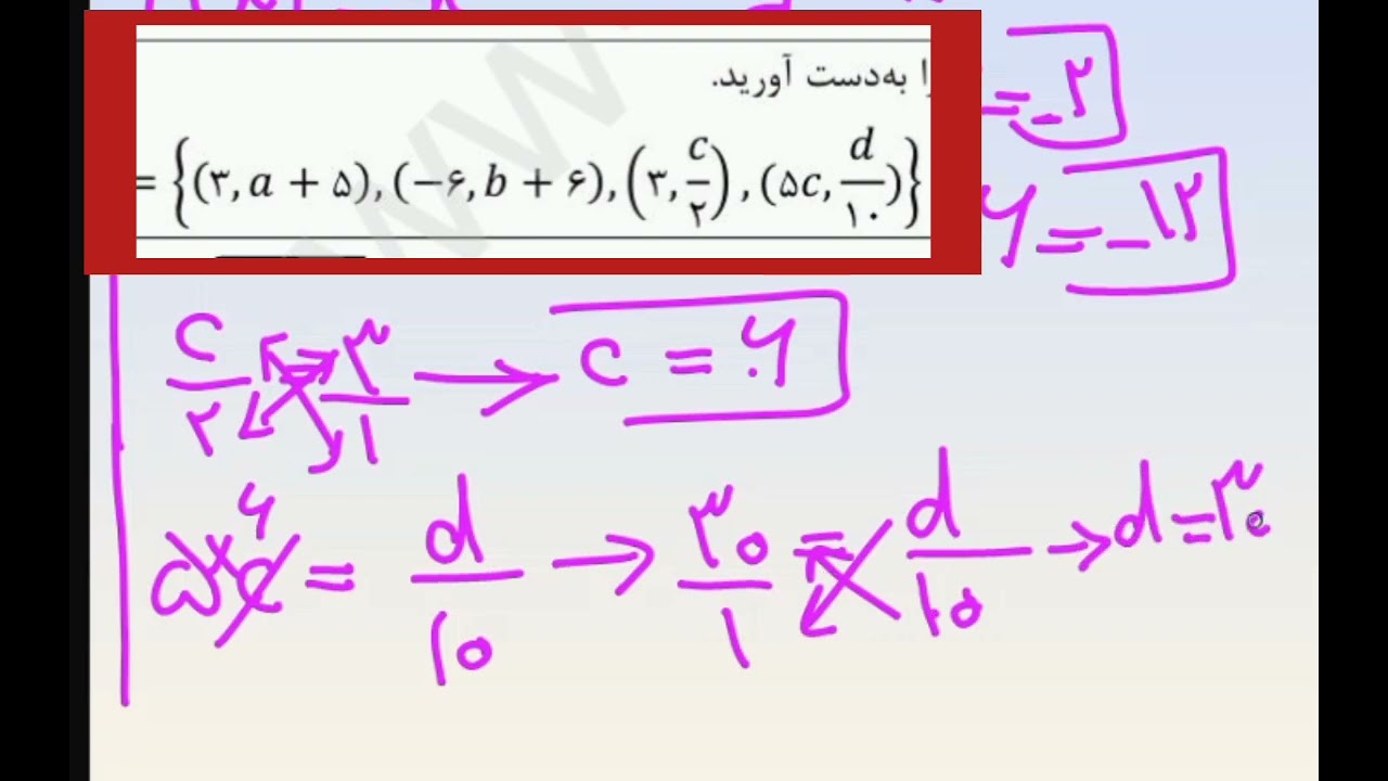 حل نمونه سوال ریاضی و آمار ۲ یازدهم علوم انسانی از مبحث تابع