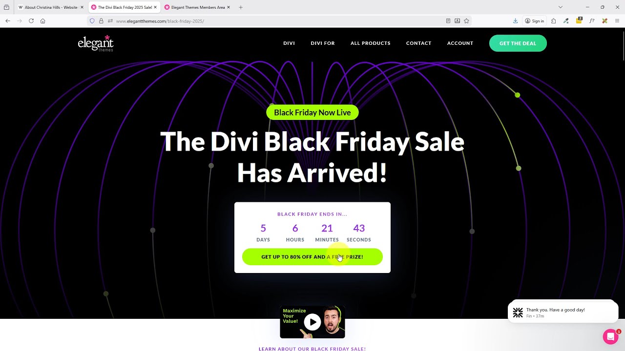 The Divi Theme for WordPress Black Friday Sale for 2025