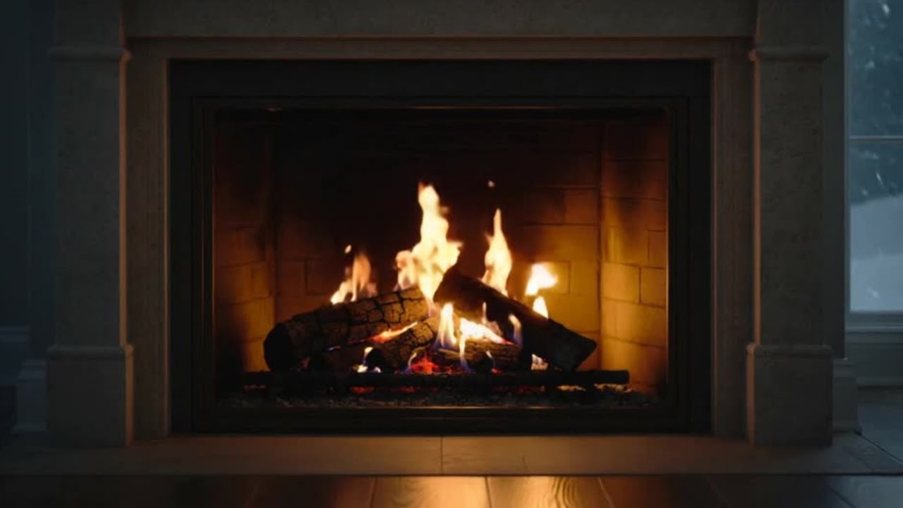Fireplace + Snowstorm Sounds for Sleep | 1 Hour Cozy Winter Ambience (No Talking)