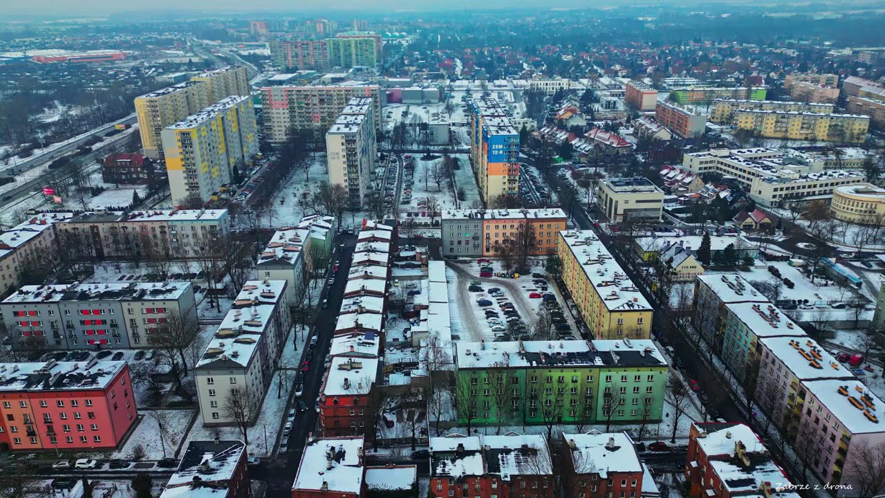 Zabrze z drona - Al Korfantego   Niedziałkowskiego