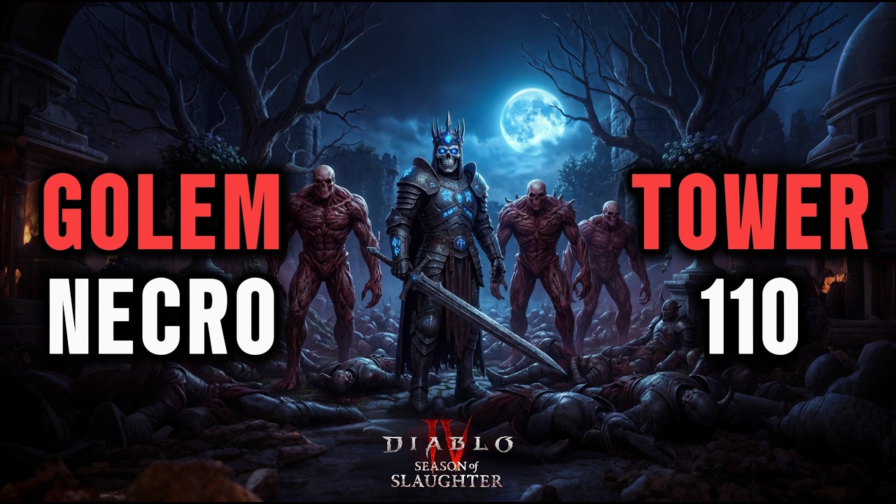 S12 GIGA Golem Necro Tower 110 Clear | Diablo 4 Season 12 Necromancer S-Tier Build #skulm SKULM