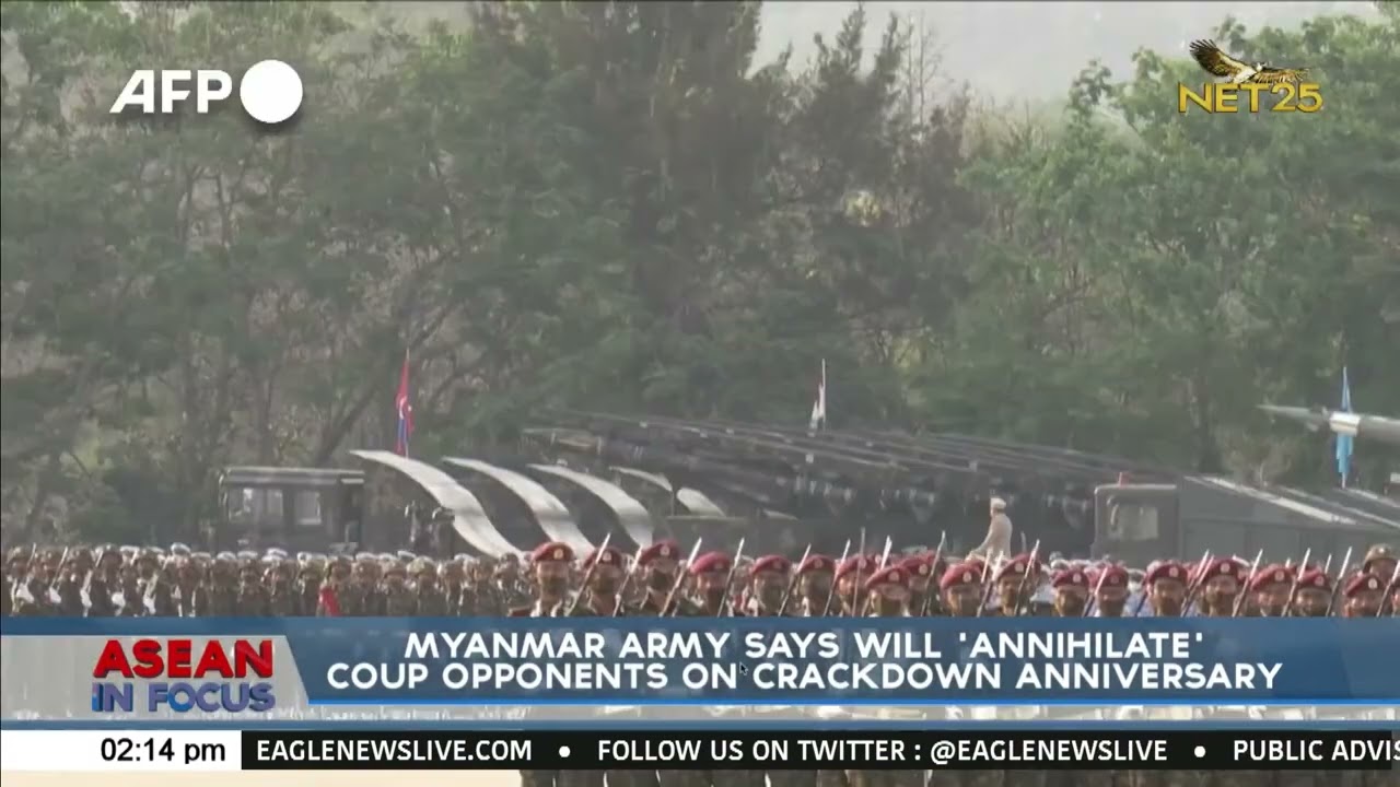 Myanmar army says will 'Annihilate' coup opponents on crackdown anniversary