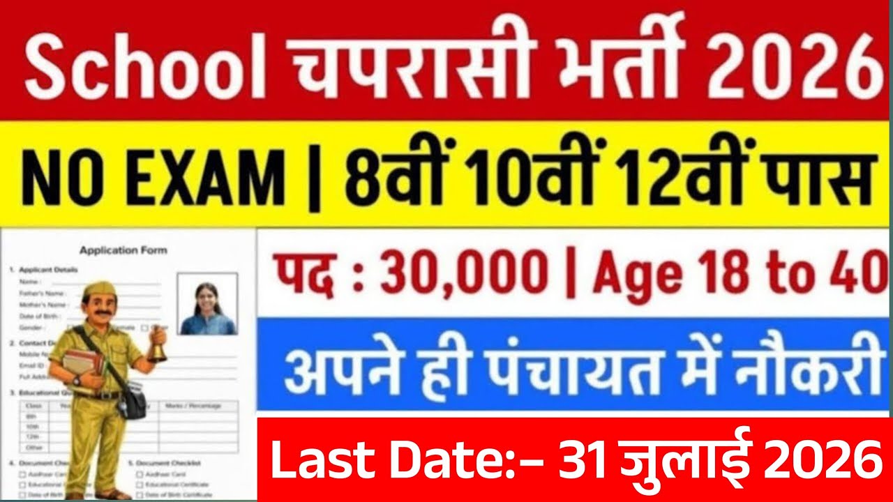 सरकारी स्कूल चपरासी भर्ती 2026 | Online Apply | School Peon Recruitment 2026 | Chaprasi Bharti 2026