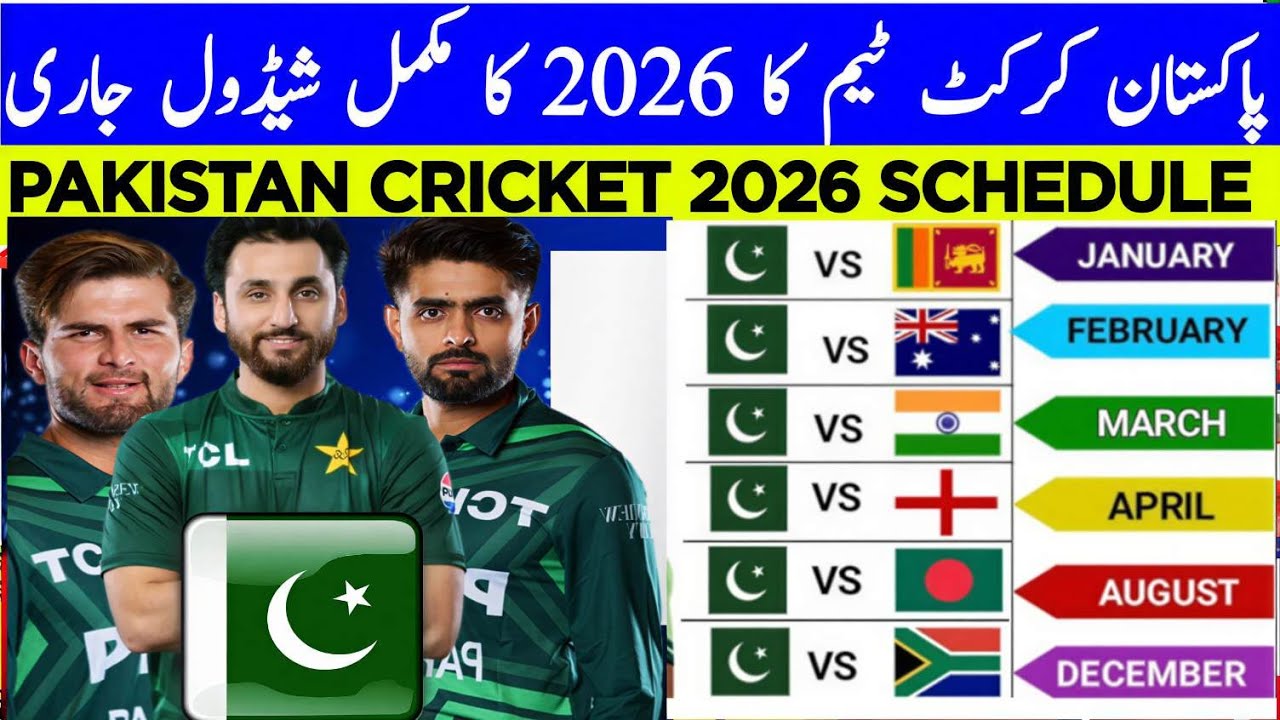Pakistan Cricket Schedule 2026 | Full Tours, Series & ICC Events | Complete Details