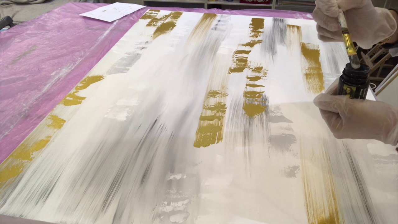 طريقة رسم لوحة ديكور أنيقة بورق الذهب ( رسم تجريدي )-(Abstract drawi)