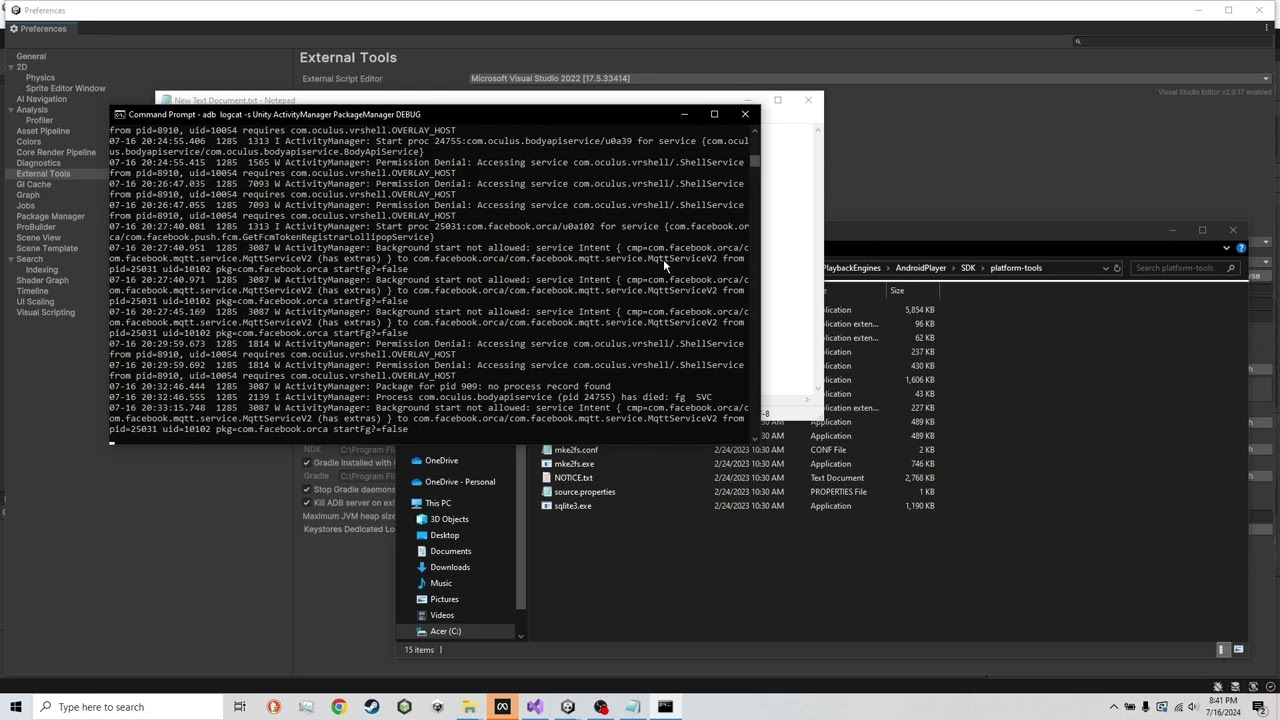 How to get log info from your unity standalone quest 2 build