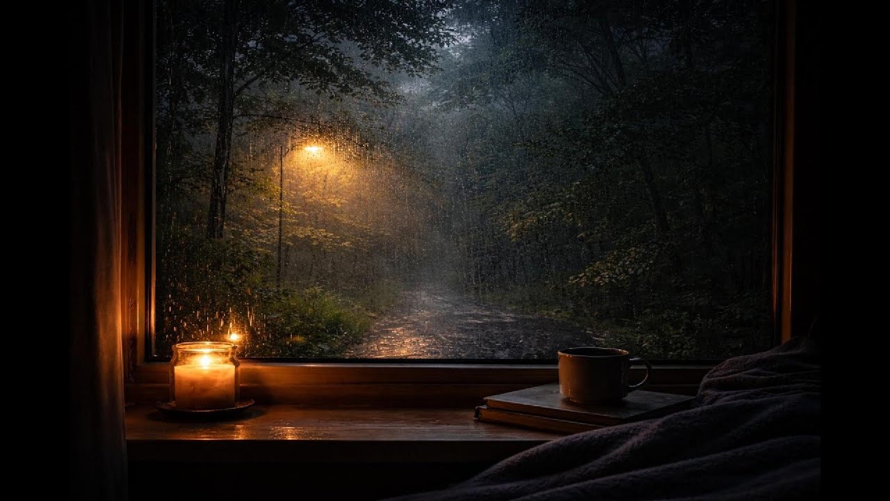 Relaxing Rain Sounds on Window | No Music | 10 Hours | Black Screen