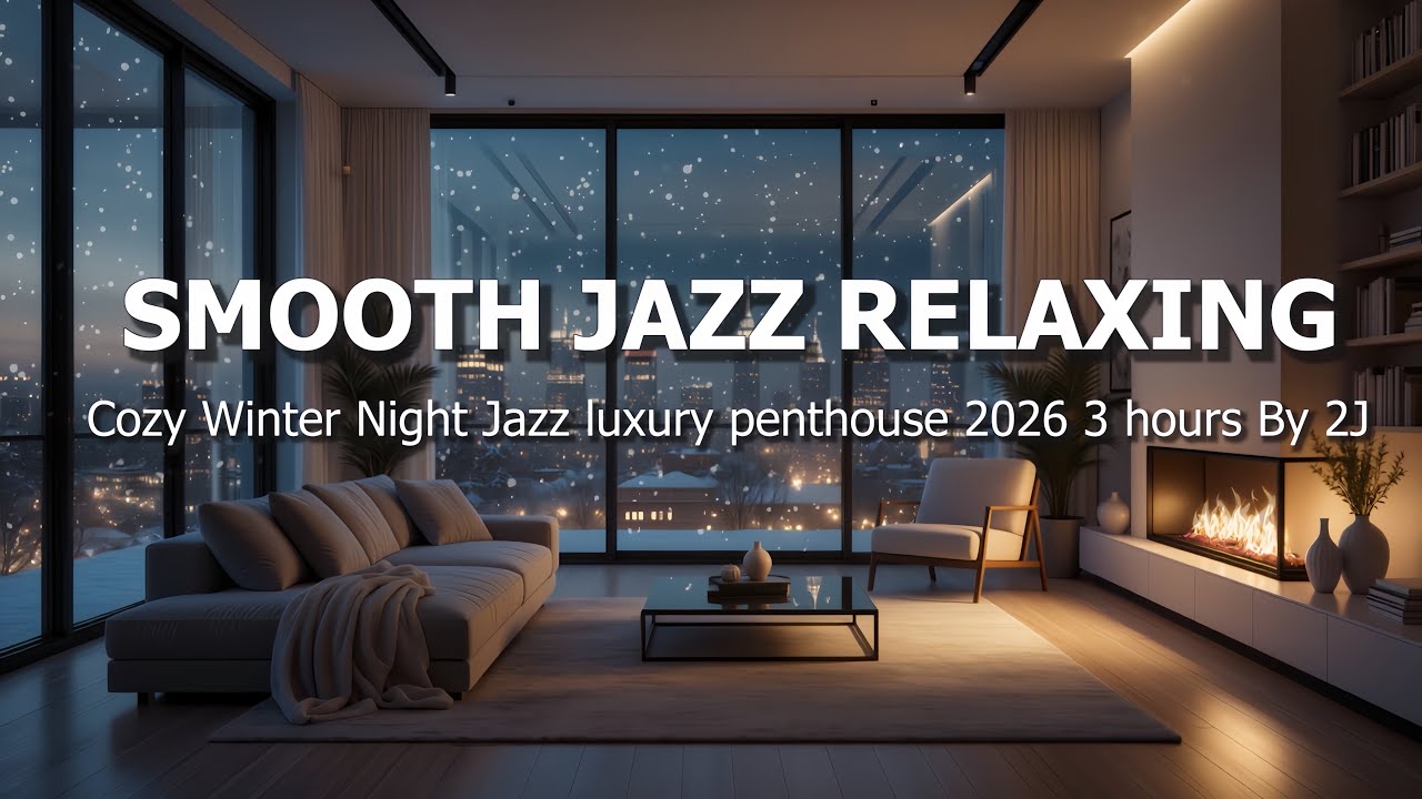Smooth Jazz Relaxing ❄️ Cozy Winter Night Jazz | Luxury Penthouse Ambience 2026 | 3 Hours By 2J