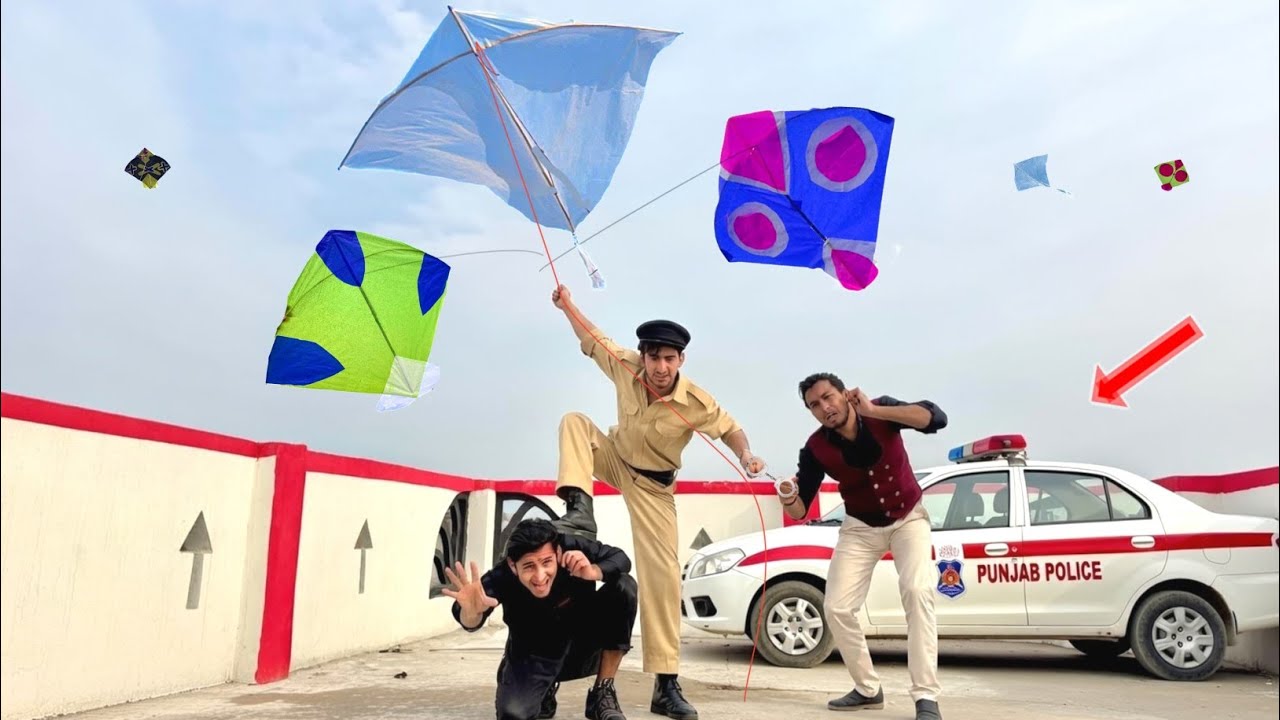 5 Feet Plasticbag Gudda Kite Vs Police Man | Lahore Basant Coming 