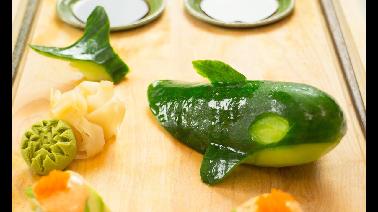 How To Make Cucumber Whale Garnish