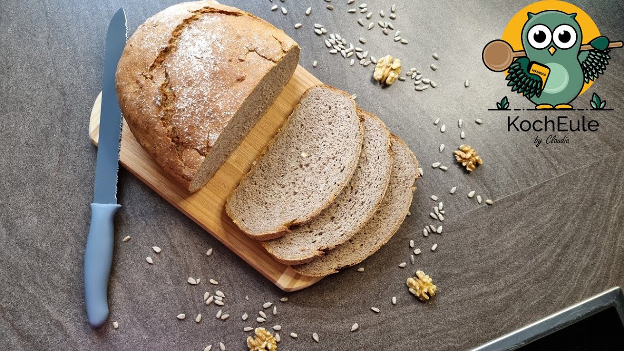 einfaches Sonnenblumen-Walnuss- Brot | Roggenmischbrot mit dem gewissen Etwas von der 𝑲𝒐𝒄𝒉𝑬𝒖𝒍𝒆