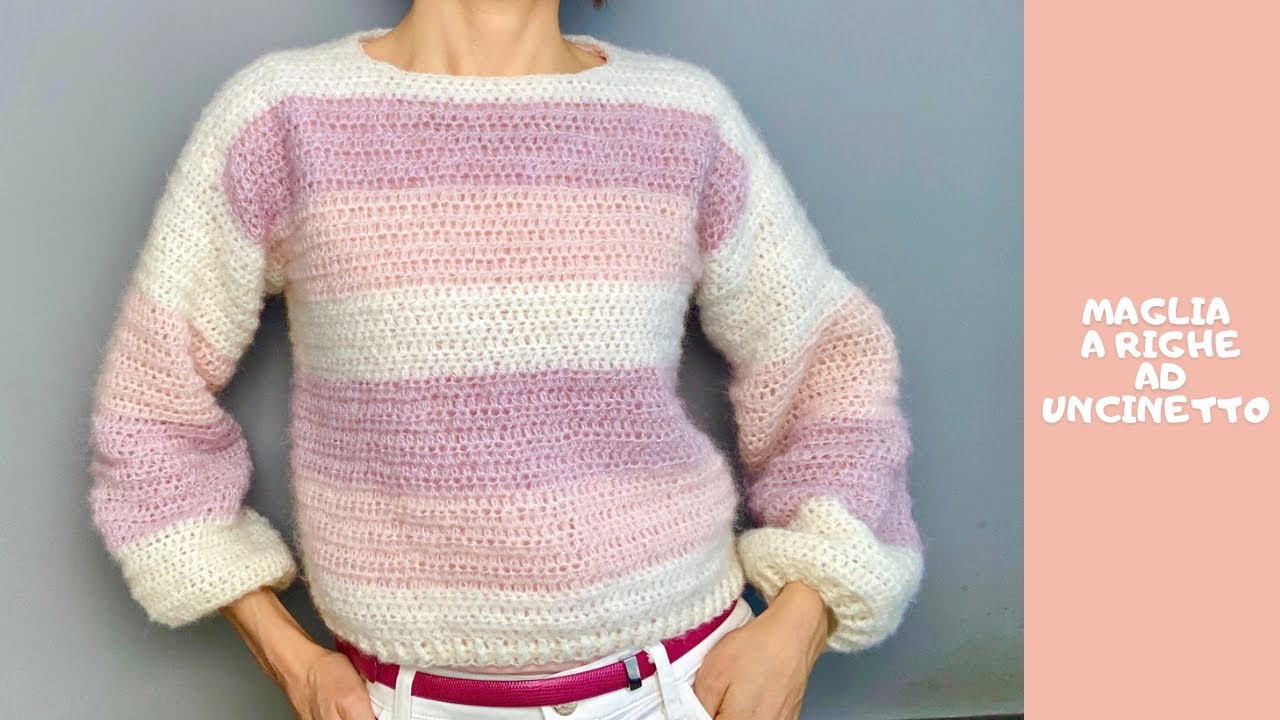 Maglione uncinetto a righe - tutorial facile maglia uncinetto - handmade crochet