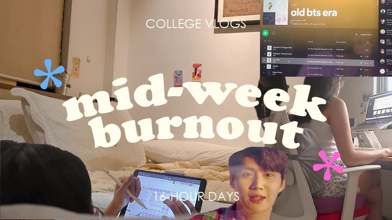 (；￣Д￣)  productive but exhausting college day in a life (night routine, designing, 16-hour days)