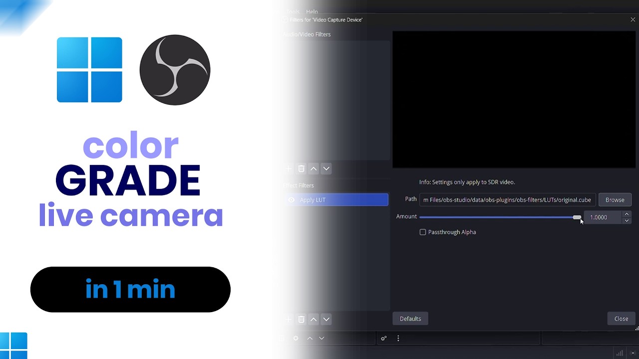 How to Color Grade Live Camera on OBS