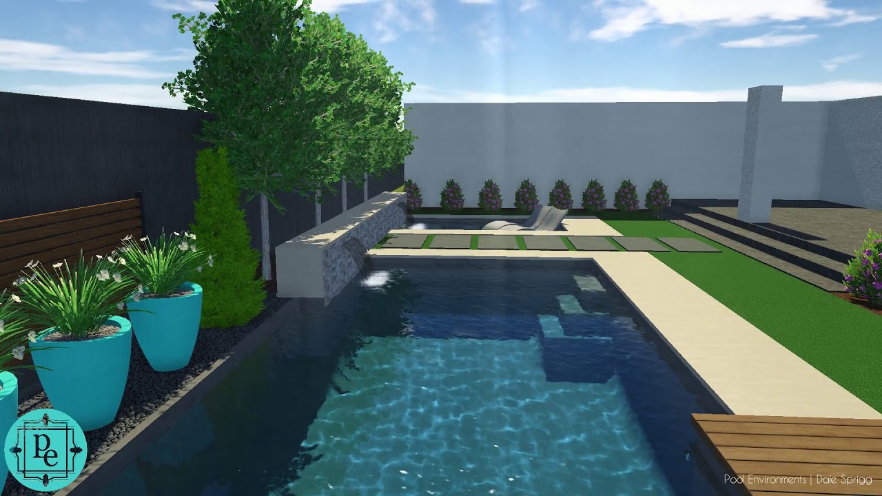 Dallas custom pool design with split spa featuring wet-deck