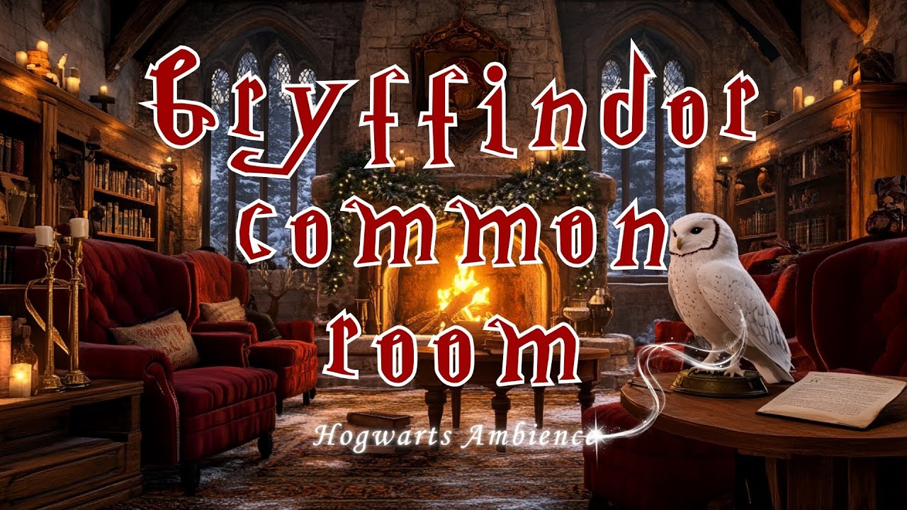 Gryffindor Common Room 🔥 Cozy Harry Potter Fireplace Ambience