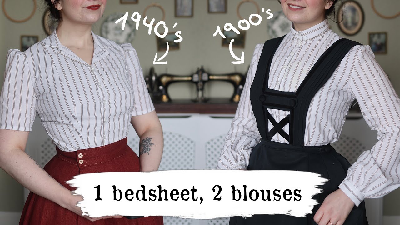 One Bedsheet, Two Blouses: 1900s vs 1940s | Sew With Me