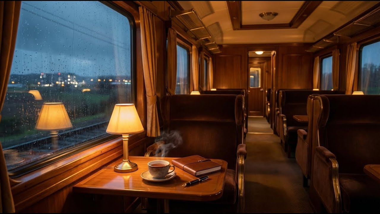 🚆 Cozy Vintage Train Jazz Lounge | Rainy Midnight Train Ambience
🌙 Vintage Train Car Lounge | Rain