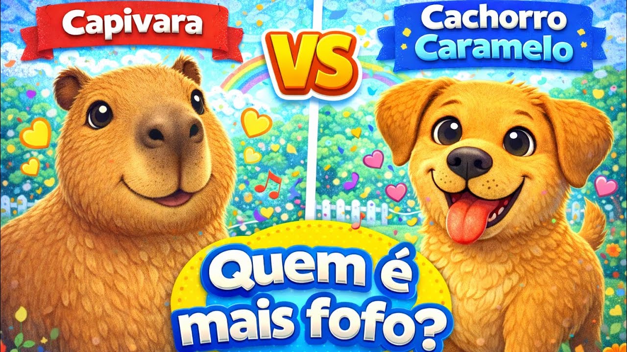 Capivara vs Cachorro Caramelo | Quem é Mais Fofo? | Música Infantil